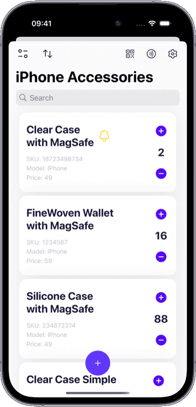 Preview of the Sklad inventory app interface 1